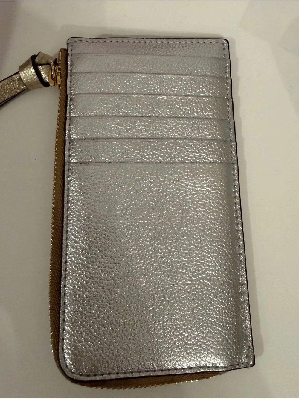 Jimmy Choo Gold Leather Card Case